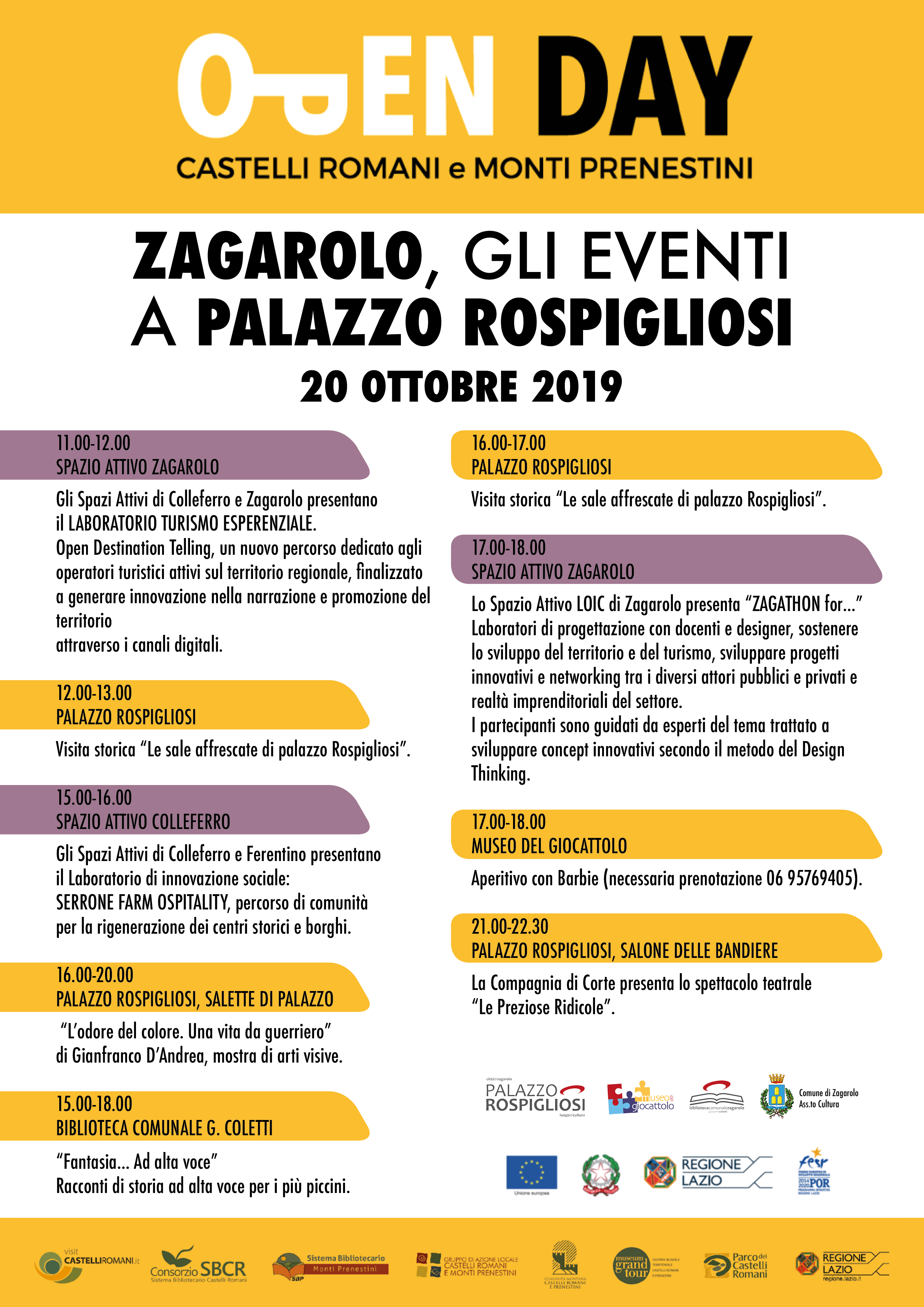 Open Day Castelli Romani e Monti Prenestini, tutti gli eventi a Palazzo Rospigliosi